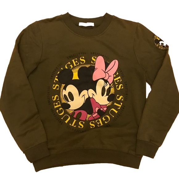 Micky & Minnie Mouse Sweatshirt [Olive] - Picture 1 of 4